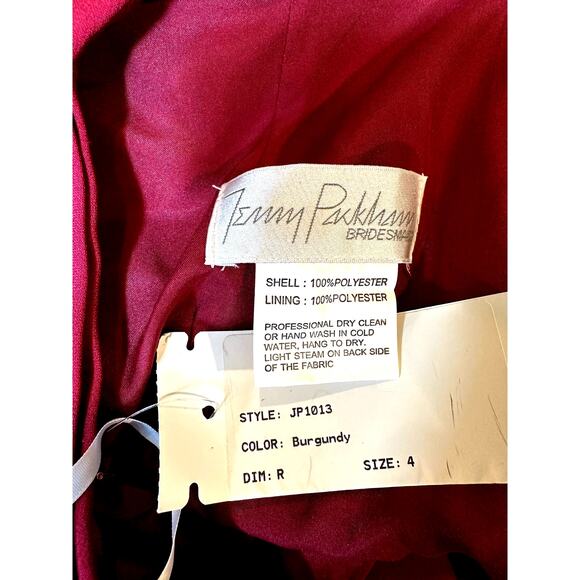 Jenny Packham V-Neck Crepe Column Gown - Burgundy - size 4 - Picture 15 of 16